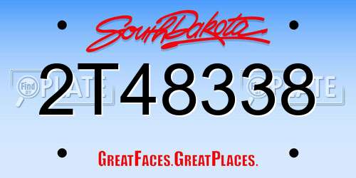 2T48338 South Dakota License Plate