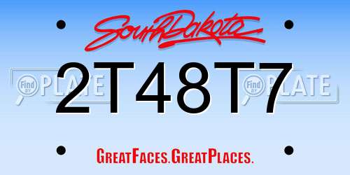 2T48T7 South Dakota License Plate