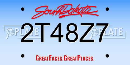 2T48Z7 South Dakota License Plate