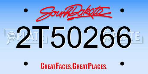 2T50266 South Dakota License Plate