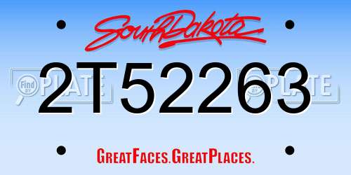 2T52263 South Dakota License Plate