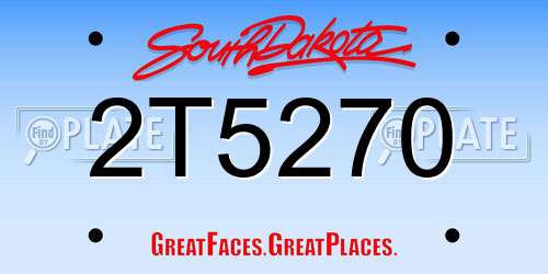 2T5270 South Dakota License Plate