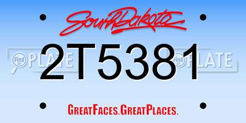 2T5381 South Dakota License Plate
