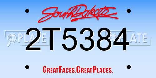 2T5384 South Dakota License Plate