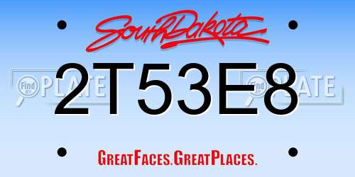 2T53E8 South Dakota License Plate