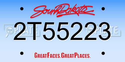 2T55223 South Dakota License Plate