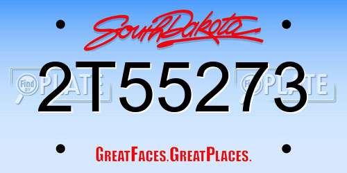 2T55273 South Dakota License Plate