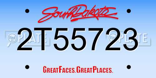 2T55723 South Dakota License Plate
