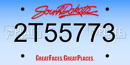 2T55773 South Dakota License Plate