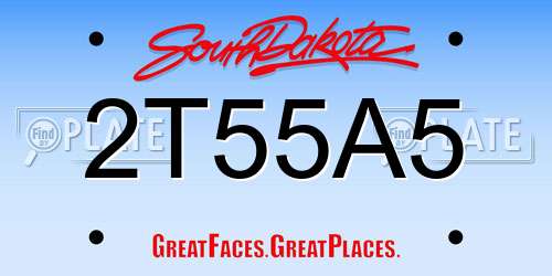 2T55A5 South Dakota License Plate