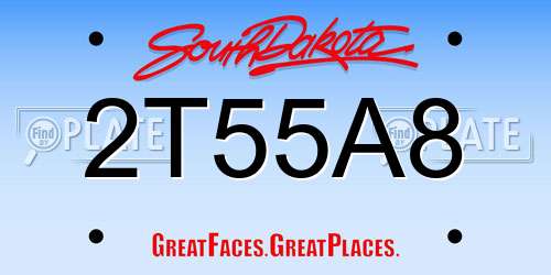 2T55A8 South Dakota License Plate