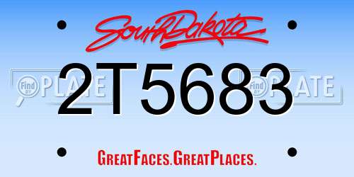 2T5683 South Dakota License Plate
