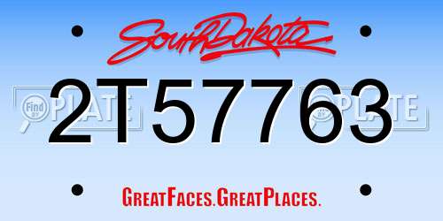 2T57763 South Dakota License Plate