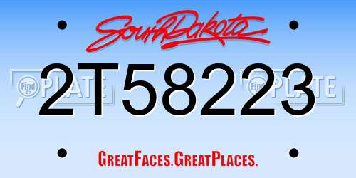 2T58223 South Dakota License Plate