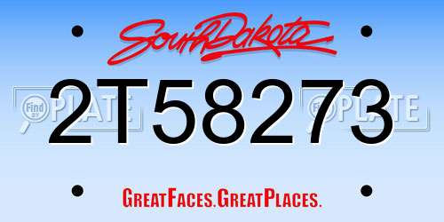 2T58273 South Dakota License Plate