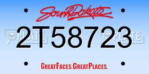 2T58723 South Dakota License Plate