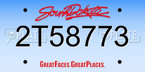 2T58773 South Dakota License Plate