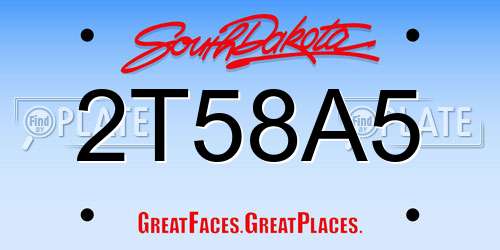 2T58A5 South Dakota License Plate