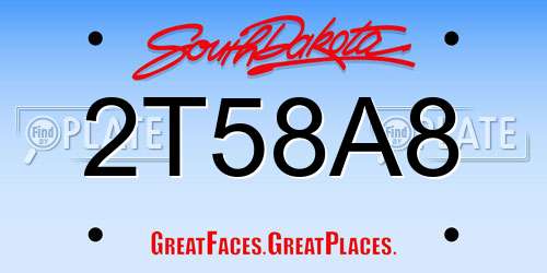 2T58A8 South Dakota License Plate