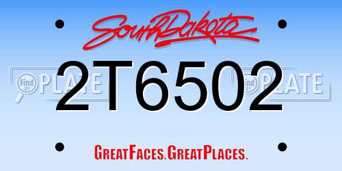 2T6502 South Dakota License Plate