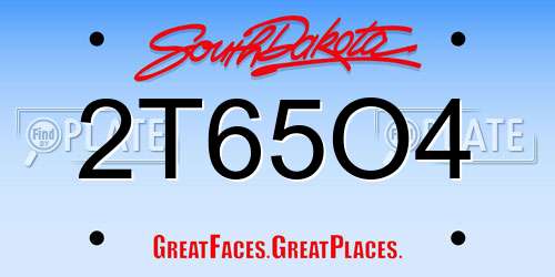2T65O4 South Dakota License Plate