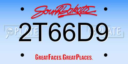 2T66D9 South Dakota License Plate