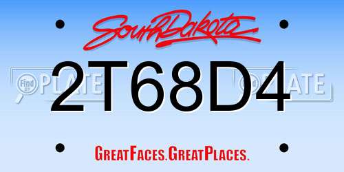 2T68D4 South Dakota License Plate