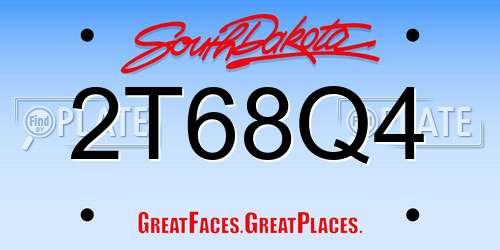 2T68Q4 South Dakota License Plate