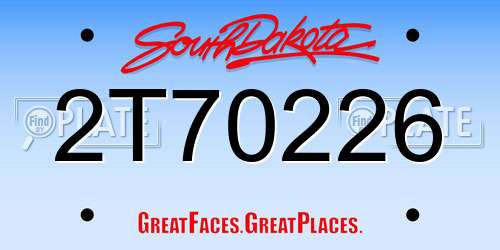 2T70226 South Dakota License Plate