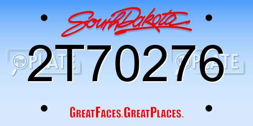 2T70276 South Dakota License Plate