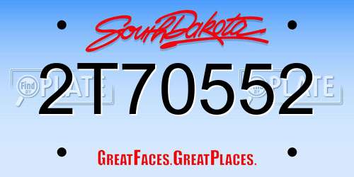 2T70552 South Dakota License Plate