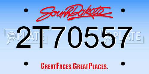 2T70557 South Dakota License Plate