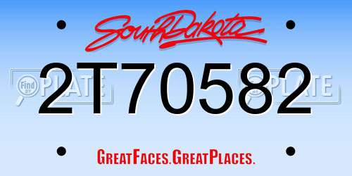 2T70582 South Dakota License Plate