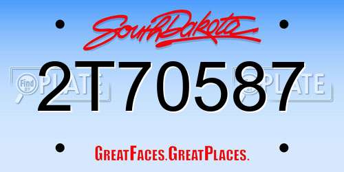 2T70587 South Dakota License Plate