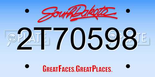 2T70598 South Dakota License Plate