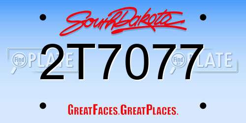 2T7077 South Dakota License Plate