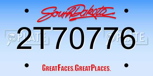 2T70776 South Dakota License Plate