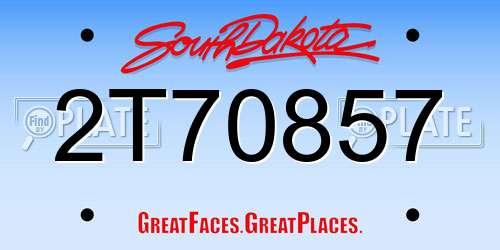 2T70857 South Dakota License Plate