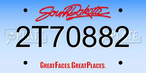 2T70882 South Dakota License Plate