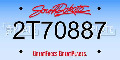 2T70887 South Dakota License Plate