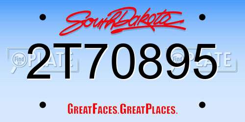 2T70895 South Dakota License Plate