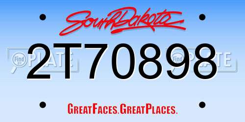 2T70898 South Dakota License Plate