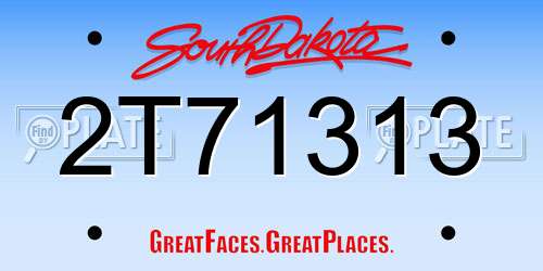 2T71313 South Dakota License Plate