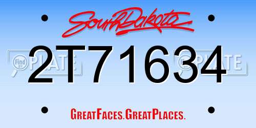 2T71634 South Dakota License Plate