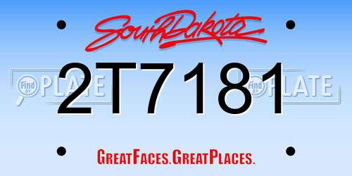 2T7181 South Dakota License Plate