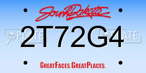 2T72G4 South Dakota License Plate