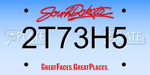 2T73H5 South Dakota License Plate