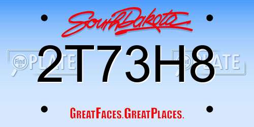 2T73H8 South Dakota License Plate