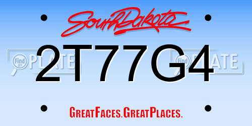 2T77G4 South Dakota License Plate