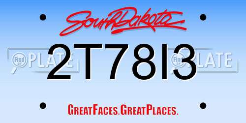 2T78I3 South Dakota License Plate